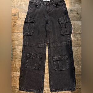 Bershka Dark Gray Cargo Pants for girl